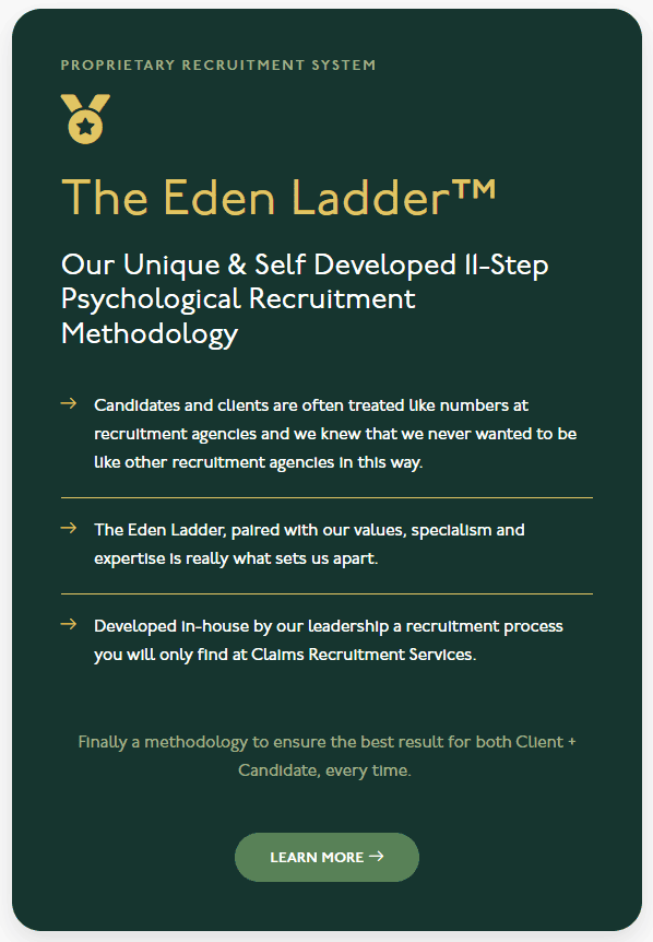Eden Ladder - CRS and EJC's unique process to ensure the best fit for both client and candidate.